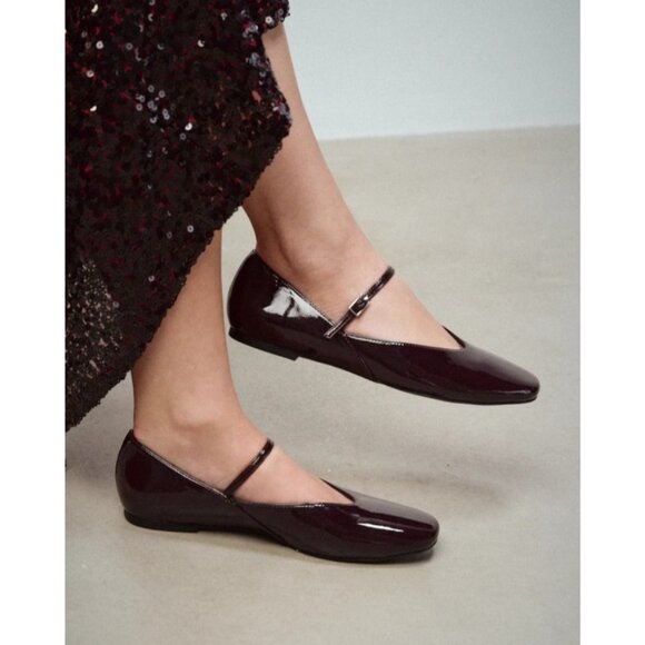 Madewell Greta Ballet Flats Patent Leather Mary Jane Brown Burgundy Womens Sze 8 - Picture 1 of 12